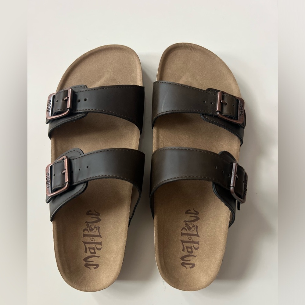 Mad Love Brown Sandals Size 7 Keava Footbed Shoes with Adjustable Buckles NWOT